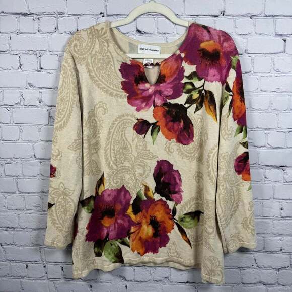 Alfred Dunner Size L Wine Country Watercolor Floral Top - Picture 2 of 7